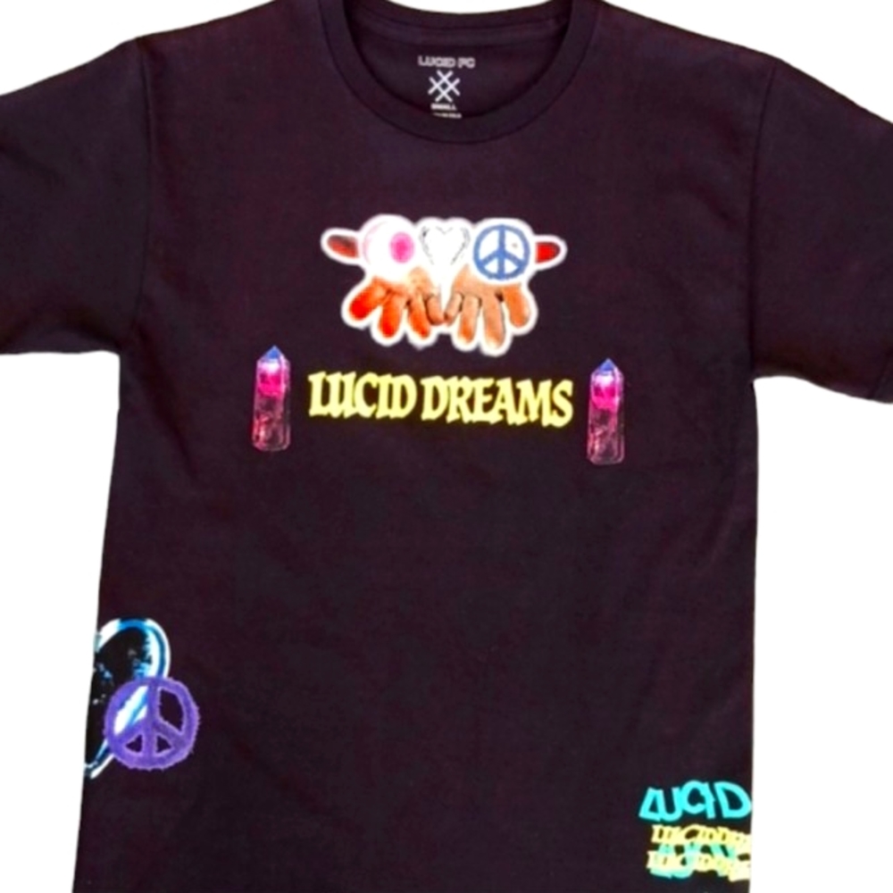 Lucid FC Black Graphic-Print T-Shirt,Small(Tall/Medium), Black+Print Graphic